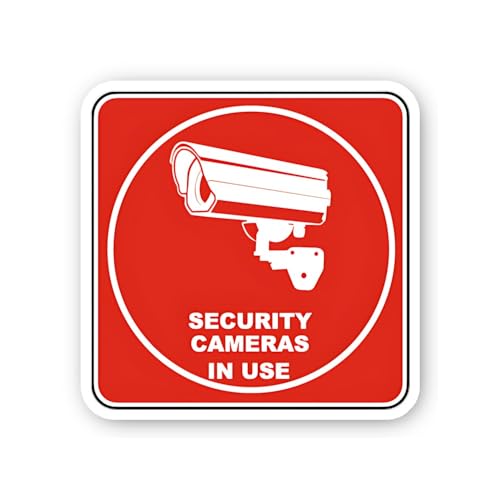 2 (Pieces) 3" and 5" Red Security Cameras in Use Sticker, Waterproof Vinyl Decals for Many Purpose L