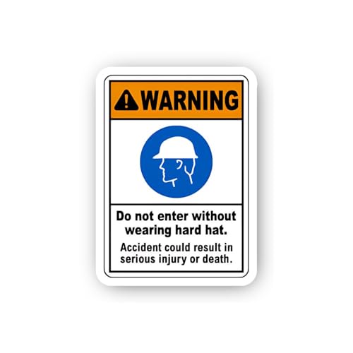 2 (Pieces) 3" and 5" Blue Hard Hat Requirement Icon Sticker, Waterproof Vinyl Decals for Many Purpos