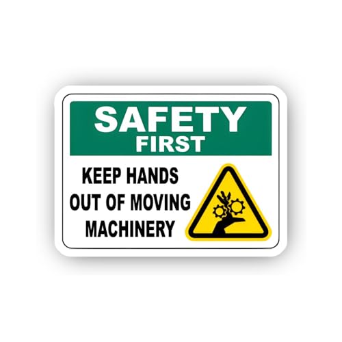 2 (Pieces) 3" and 5" Caution: Keep Hands Out of Moving Machinery Sticker, Waterproof Vinyl Decals fo