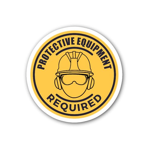 2 (Pieces) 3" and 5" Round Head Protection Warning Decal Sticker, Waterproof Vinyl Decals for Many P