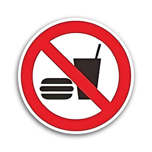 2 (Pieces) 3" and 5" No Food Sign Sticker, Waterproof Vinyl Decals for Many Purpose Like Cars, Truck