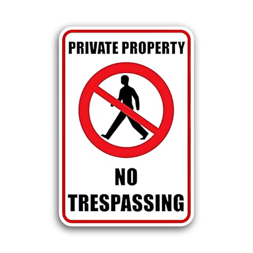 2 (Pieces) 3" and 5" Private Property No Trespassing Sticker, Waterproof Vinyl Decals for Many Purpo