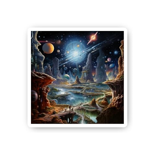 2 (Pieces) 3" and 5" We Come in Peace Alien Sticker, Waterproof Vinyl Decals for Many Purpose Like C