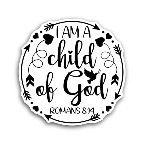 2 (Pieces) 3" and 5" Im a Child of God Text Sticker, Waterproof Vinyl Decals for Many Purpose Like C
