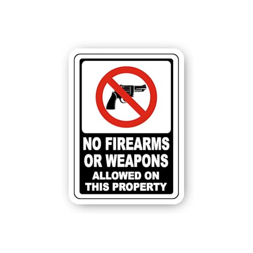 2 (Pieces) 3" and 5" No Firearms or Weapons Allowed Sticker, Waterproof Vinyl Decals for Many Purpos