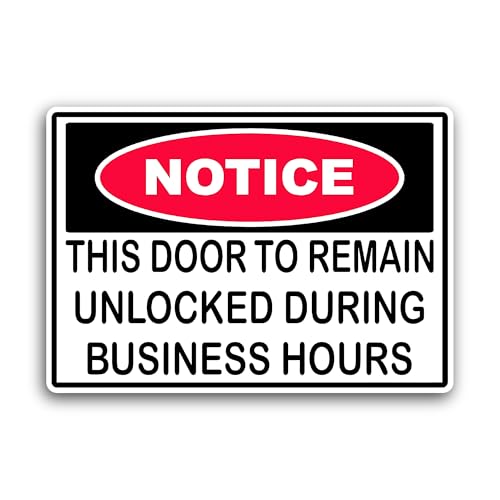2 (Pieces) 3" and 5" This Door to Remain Unlocked Sticker, Waterproof Vinyl Decals for Many Purpose 
