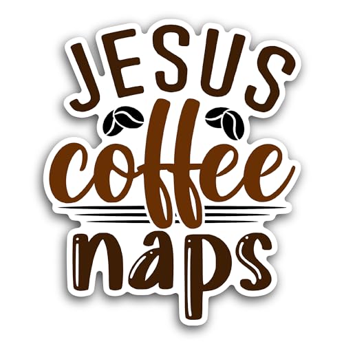 2 (Pieces) 3" and 5" Jesus Coffee Naps Sticker, Waterproof Vinyl Decals for Many Purpose Like Cars, 