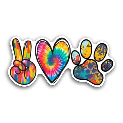 2 (Pieces) 3" and 5" Peace Love Dogs Sign Sticker, Waterproof Vinyl Decals for Many Purpose Like Car