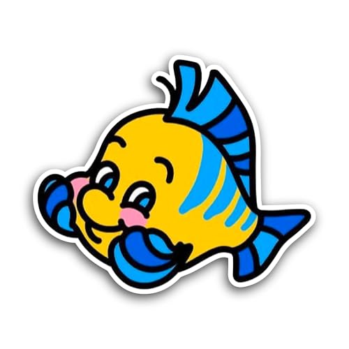 2 (Pieces) 3" and 5" Cartoon Cute Fish Sticker, Waterproof Vinyl Decals for Many Purpose Like Cars, 