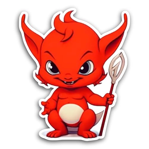 2 (Pieces) 3" and 5" Red Devil Sticker, Waterproof Vinyl Decals for Many Purpose Like Cars, Trucks, 