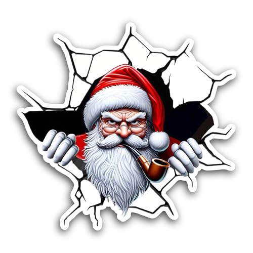 2 (Pieces) 3" and 5" Santa Sticker, Waterproof Vinyl Decals for Many Purpose Like Cars, Trucks, Lapt