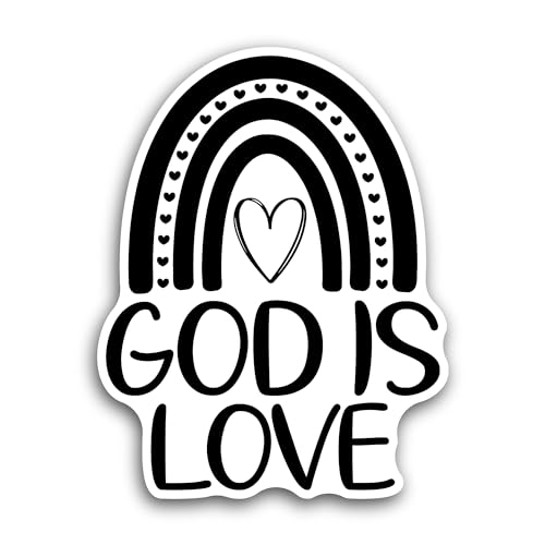 2 (Pieces) 3" and 5" God is Love Text with Heart Sticker, Waterproof Vinyl Decals for Many Purpose L