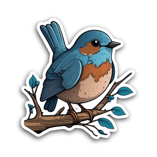 2 (Pieces) 3" and 5" Cute Blue Bird Sticker, Waterproof Vinyl Decals for Many Purpose Like Cars, Tru