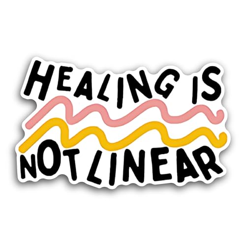 2 (Pieces) 3" and 5" Healing is Not Linear Text Sticker, Waterproof Vinyl Decals for Many Purpose Li