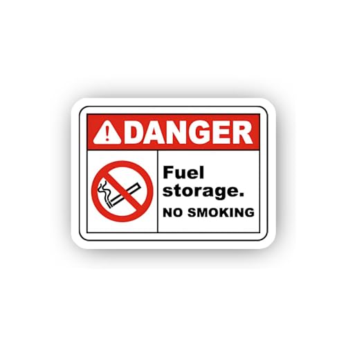 2 (Pieces) 3" and 5" Fuel Storage Danger No Smoking Instructional Sticker, Waterproof Vinyl Decals f