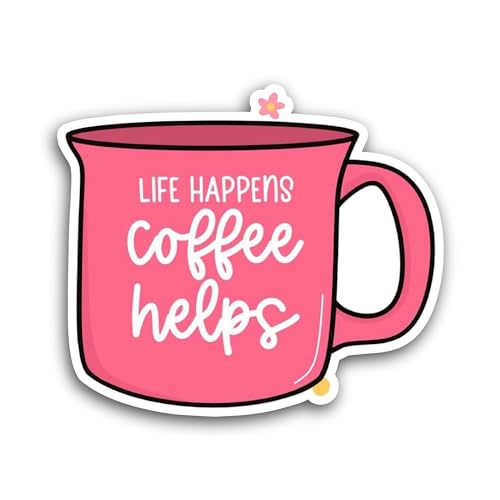 2 (Pieces) 3" and 5" Coffee Helps Sticker, Waterproof Vinyl Decals for Many Purpose Like Cars, Truck
