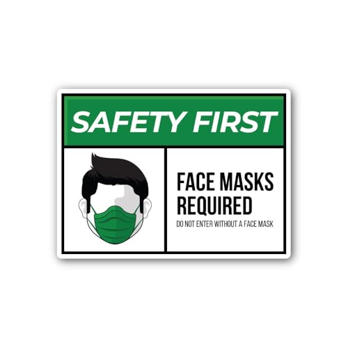 2 (Pieces) 3" and 5" Safety First Mask Sticker, Waterproof Vinyl Decals for Many Purpose Like Cars, 