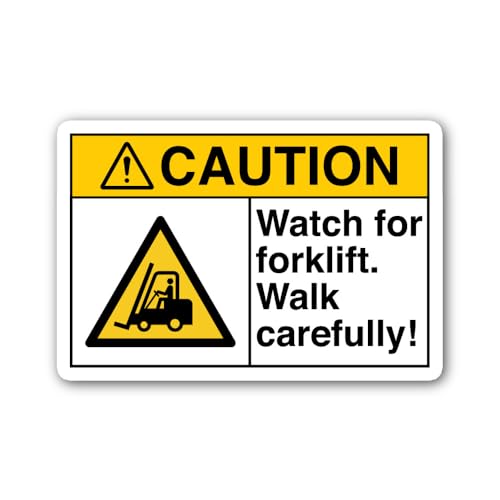 2 (Pieces) 3" and 5" Watch for Forklift Walk Carefully Sticker, Waterproof Vinyl Decals for Many Pur