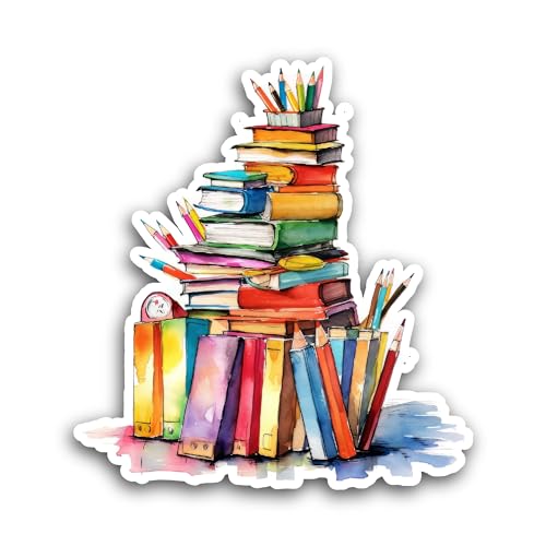 2 (Pieces) 3" and 5" Stack of Books Sticker, Waterproof Vinyl Decals for Many Purpose Like Cars, Tru
