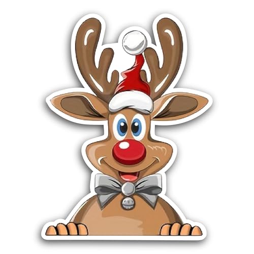 2 (Pieces) 3" and 5" Cute Christmas Reindeer Sticker, Waterproof Vinyl Decals for Many Purpose Like 