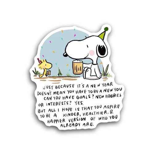 2 (Pieces) 3" and 5" Just Because Its A New Year Text Sticker, Waterproof Vinyl Decals for Many Purp
