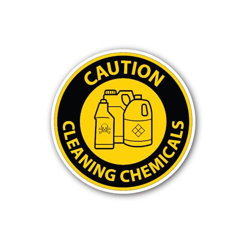 2 (Pieces) 3" and 5" Caution 0 Cleaning Chemical Sticker, Waterproof Vinyl Decals for Many Purpose L