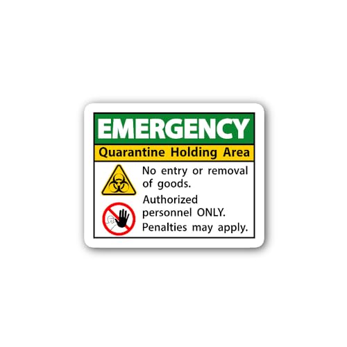 2 (Pieces) 3" and 5" Emergency Quarantine Holding Area Sticker, Waterproof Vinyl Decals for Many Pur