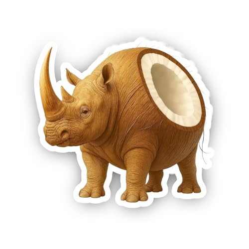 2 (Pieces) 3" and 5" Rhino Coconut Sticker, Waterproof Vinyl Decals for Many Purpose Like Cars, Truc