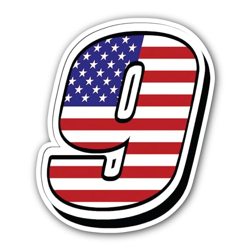 2 (Pieces) 3" and 5" American Flag in Number 9 Sticker, Waterproof Vinyl Decals for Many Purpose Lik