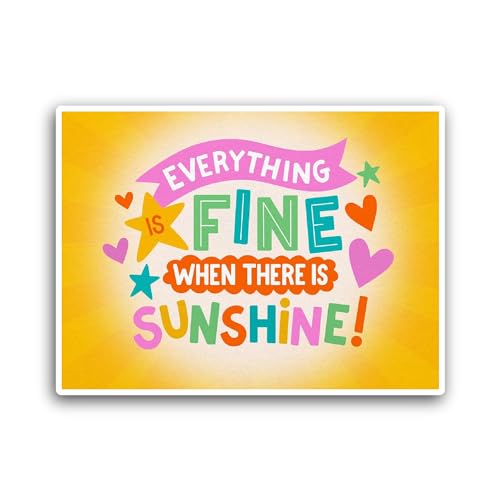 2 (Pieces) 3" and 5" Everything Fine Sticker, Waterproof Vinyl Decals for Many Purpose Like Cars, Tr