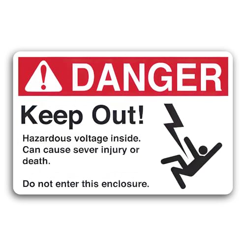 2 (Pieces) 3" and 5" Danger Sign - Keep Out Hazardous Voltage Decal Sticker, Waterproof Vinyl Decals