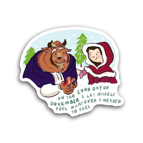 2 (Pieces) 3" and 5" Girl and The Beast Sticker, Waterproof Vinyl Decals for Many Purpose Like Cars,