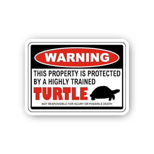 2 (Pieces) 3" and 5" Property Protected by Highly Trained Turtle Sticker, Waterproof Vinyl Decals fo