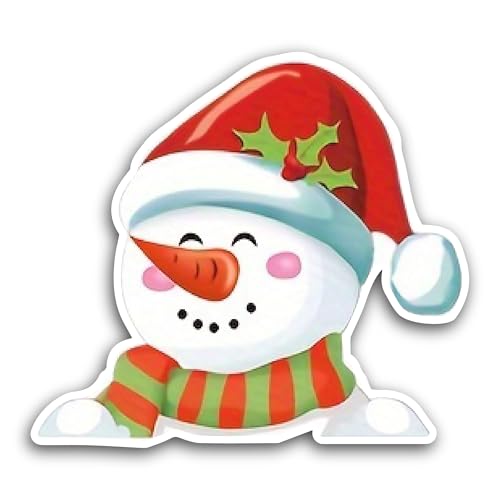2 (Pieces) 3" and 5" Cute Snowman Sticker, Waterproof Vinyl Decals for Many Purpose Like Cars, Truck