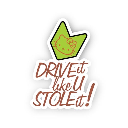 2 (Pieces) 3" and 5" Green Sticker with Cartoon Face and Text Sticker, Waterproof Vinyl Decals for M
