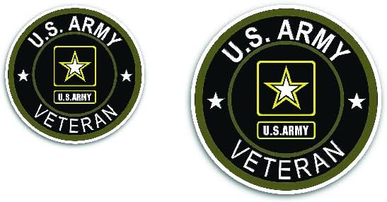 2 (Pieces) 3"" and 5"" US Army Veteran Message Decal Sticker, Waterproof Vinyl Decals for Many Purpose Like Cars, Trucks, Laptops, Phones, Windows and More, FBA-08