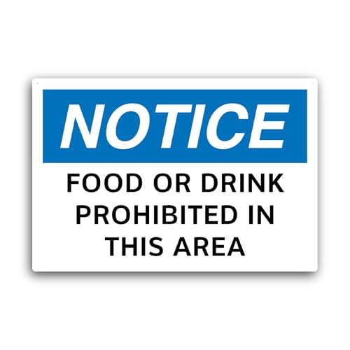 2 (Pieces) 3" and 5" Notice Food or Drink is Prohibited in This Area Sticker, Waterproof Vinyl Decal