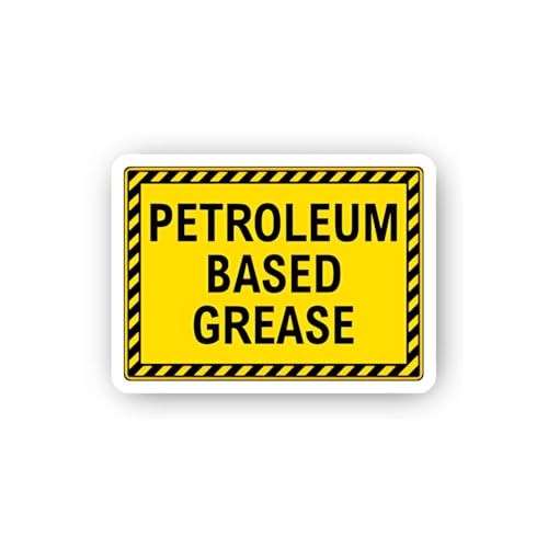 2 (Pieces) 3" and 5" Petroleum Based Grease Safety Sign Sticker, Waterproof Vinyl Decals for Many Pu