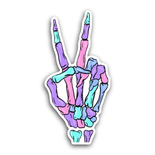 2 (Pieces) 3" and 5" Peace Sign Skeleton Sticker, Waterproof Vinyl Decals for Many Purpose Like Cars