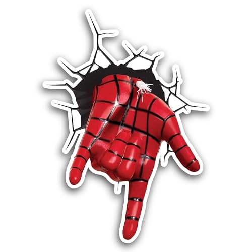 2 (Pieces) 3" and 5" Red Hand with Black Stripes Sticker, Waterproof Vinyl Decals for Many Purpose L