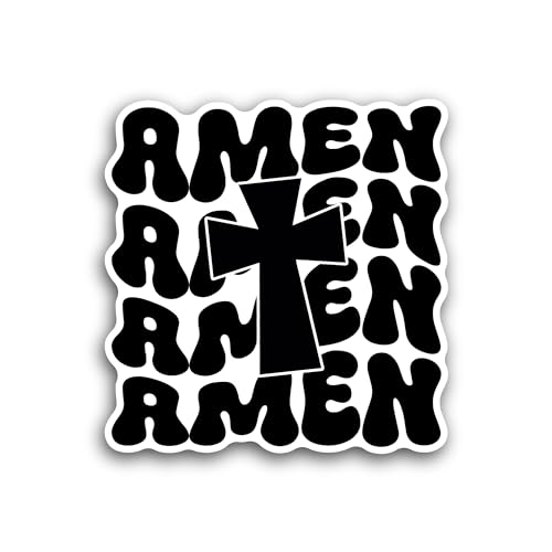 2 (Pieces) 3" and 5" Amen Text Sticker, Waterproof Vinyl Decals for Many Purpose Like Cars, Trucks, 
