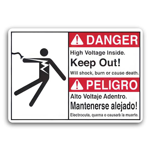 2 (Pieces) 3" and 5" Danger High Voltage Keep Out Symbol Decal Sticker, Waterproof Vinyl Decals for 