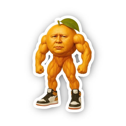 2 (Pieces) 3" and 5" Orange and A Bodybuilder Sticker, Waterproof Vinyl Decals for Many Purpose Like