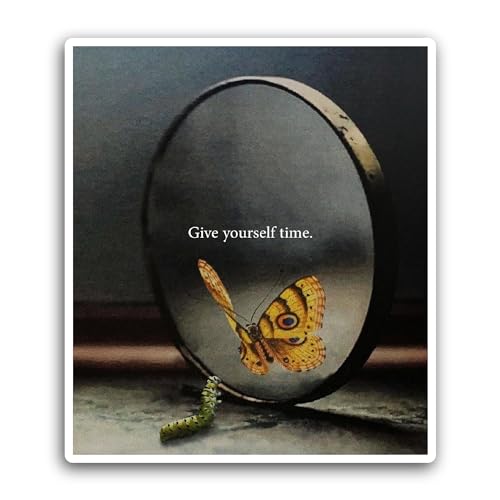 2 (Pieces) 3" and 5" Give Yourself Time Sticker, Waterproof Vinyl Decals for Many Purpose Like Cars,