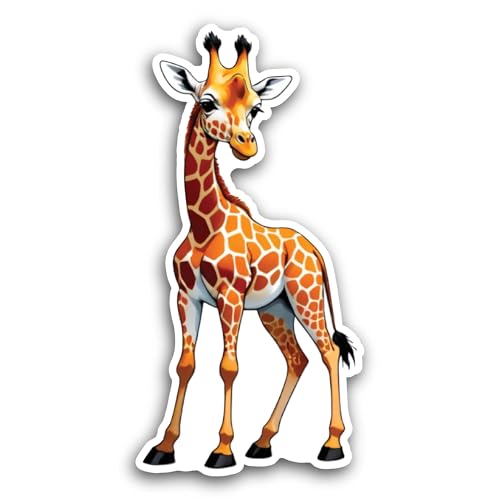 2 (Pieces) 3" and 5" Cartoon Giraffe Sticker, Waterproof Vinyl Decals for Many Purpose Like Cars, Tr