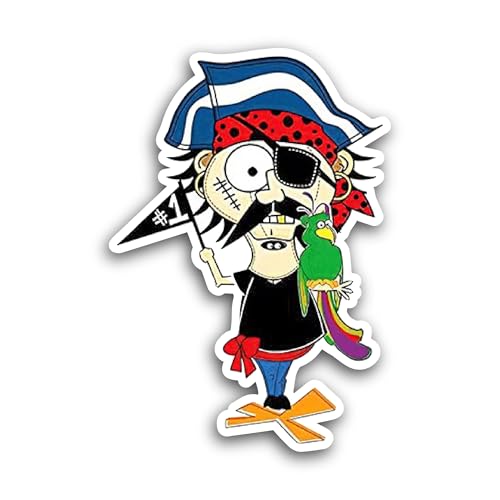 2 (Pieces) 3" and 5" Pirate Cartoon Sticker, Waterproof Vinyl Decals for Many Purpose Like Cars, Tru