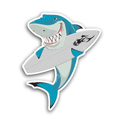 2 (Pieces) 3" and 5" White Shark Sticker, Waterproof Vinyl Decals for Many Purpose Like Cars, Trucks