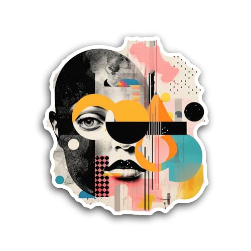 2 (Pieces) 3" and 5" Eyecatching Girl Portrait Sticker, Waterproof Vinyl Decals for Many Purpose Lik