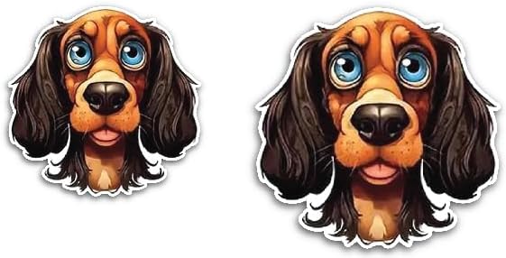 2 (Pieces) 3" and 5" Cartoon Dog Staring at me Decal Sticker, Waterproof Vinyl Decals for Many Purpose Like Cars, Trucks, Laptops, Phones, Windows and More