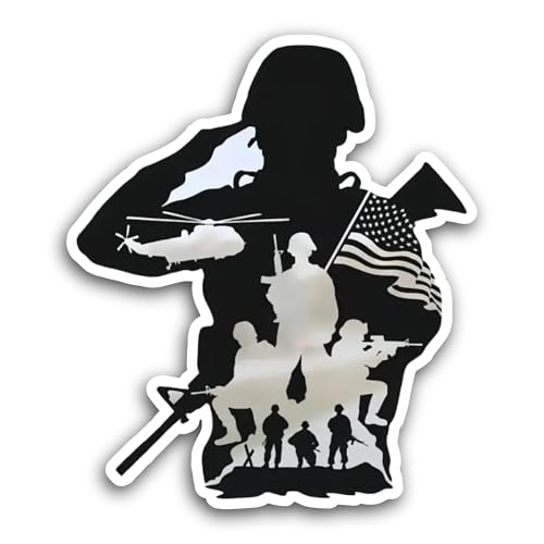 2 (Pieces) 3" and 5" American Soldiers Sticker, Waterproof Vinyl Decals for Many Purpose Like Cars, 